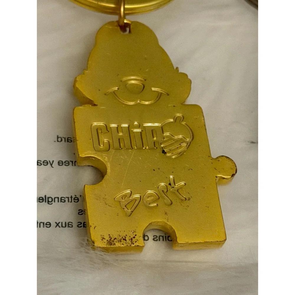 Disney Store Chip and Dale Best Friends Puzzle Piece Keychain Set Gold Silver